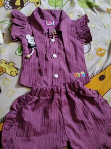 Adorable Purple Ruffled Top & Shorts Set