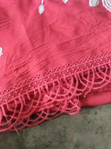 Beautiful Red Kurta Set with Embellishments
