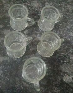 Set of 5 small Glass Cups with Handles