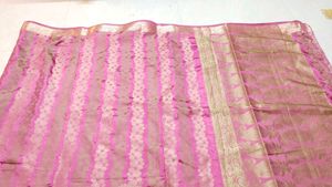 Elegant Pink Saree with Gold Paisley