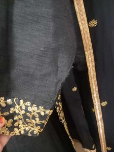 Elegant Black Kurta Set with Gold Embroidery