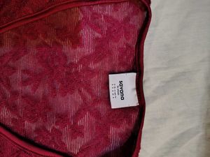 savana Burgundy Lace V-Neck Top