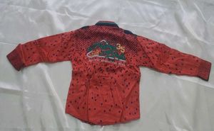 Boys Red Printed Shirt
