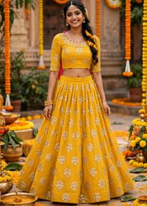 Elegant Black Floral Embroidered Lehenga