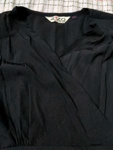 Chic Black Wrap Peplum Top