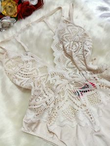 Elegant White Lace Teddy Bodysuit