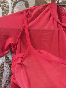 NEW - Red Mesh Long Sleeve Crop Top