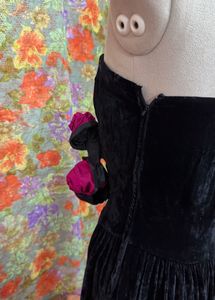 Velvet Strapless Gown with Floral Detail