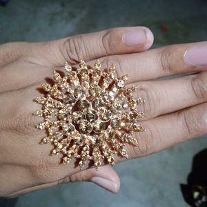 Big golden sunflower cocktail Ring