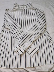 Chic Striped Collared Blouse