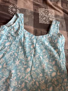 Sky Blue Floral Print Kurta Set