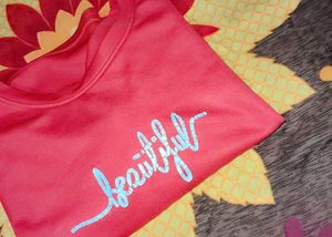 Chic Maroon 'Beautiful' Graphic Tee