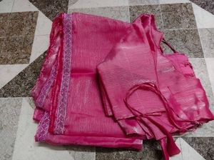 party wear Pink Saree with blouse