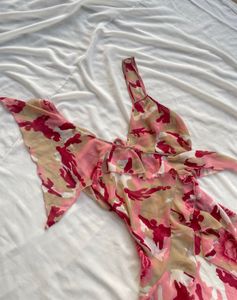 pink Flowy Ruffle  Dress