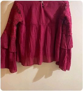 Maroon Fluffy Top For Women ♥️