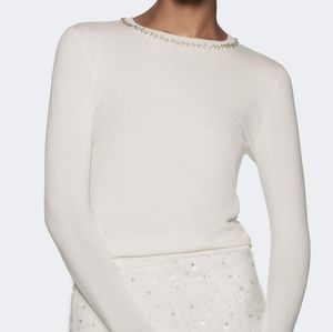 Zara Sweater with Embellished Neckline