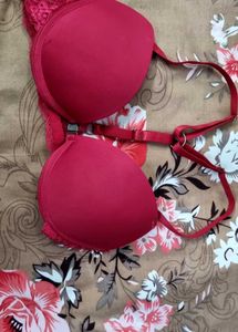 Red  with Lace Detail