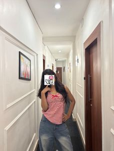 Chic Red Gingham Sleeveless Top