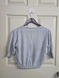 Gray Cardigan with Colorful Buttons