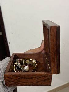 Wooden Trinket Box with Elephant Inlay