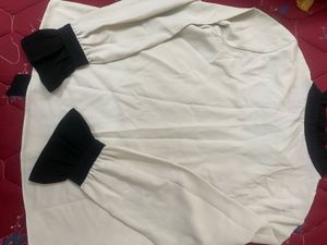 Chic Bow Neck Cream Blouse