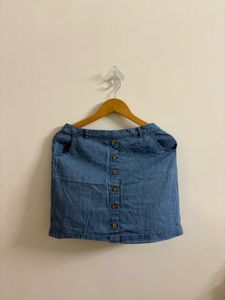 Denim Button-Front Skirt