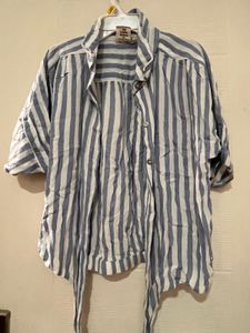 Striped Tie-Front Blouse