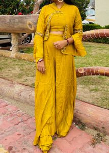 Mustard Embroidered Kurta Set