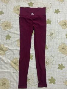 Burgundy Cropped Long Sleeve and Pant active wear
