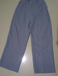 Light Grey Wide Leg Pleated Trousers