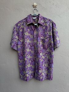 Purple Floral Short Sleeve Shirt