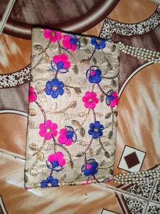 Embroidered Clutch with Pearl Strap