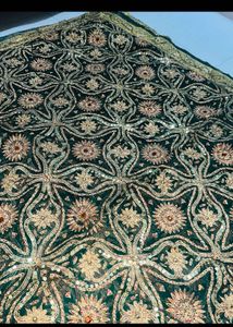 Stunning Emerald Green Embroidered Saree