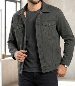 Stylish Men's Dark Grey Denim Jacket