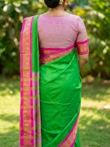 Elegant Green &amp; Pink Saree
