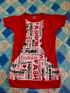 Stylish Red Top with Fashion Print Unused