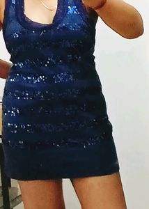 Deep Front Sequence Halter Top Dress