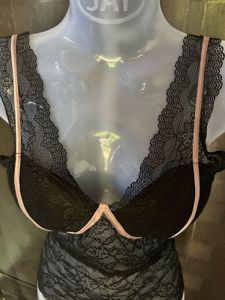 Lace Bralette with Pink Trim