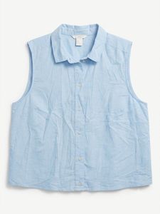 Light Blue Sleeveless Collared Shirt