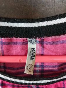 Pink Plaid Short Sleeve Top