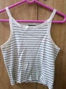 ribbed tank top- black and white stripes