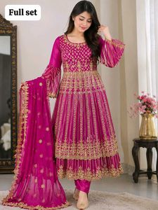 Stunning Pink &amp; Gold Embroidered wedding gown