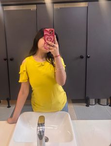 Bright Yellow Cold Shoulder Top