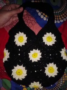 Handmade Crochet Daisy Tote Bag