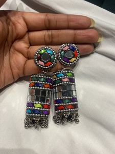 multicolor oxidised jhumka