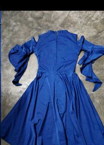 Elegant Blue Cold Shoulder Dress