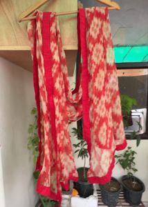 Red &amp; White Printed Dupatta