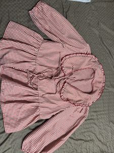 Red Gingham Peplum Blouse
