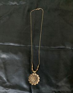 Dual Toned German Silver Floral Pendant Necklace