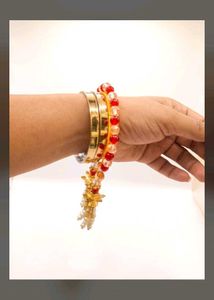 Stunning Red & Gold Beaded Bracelet
